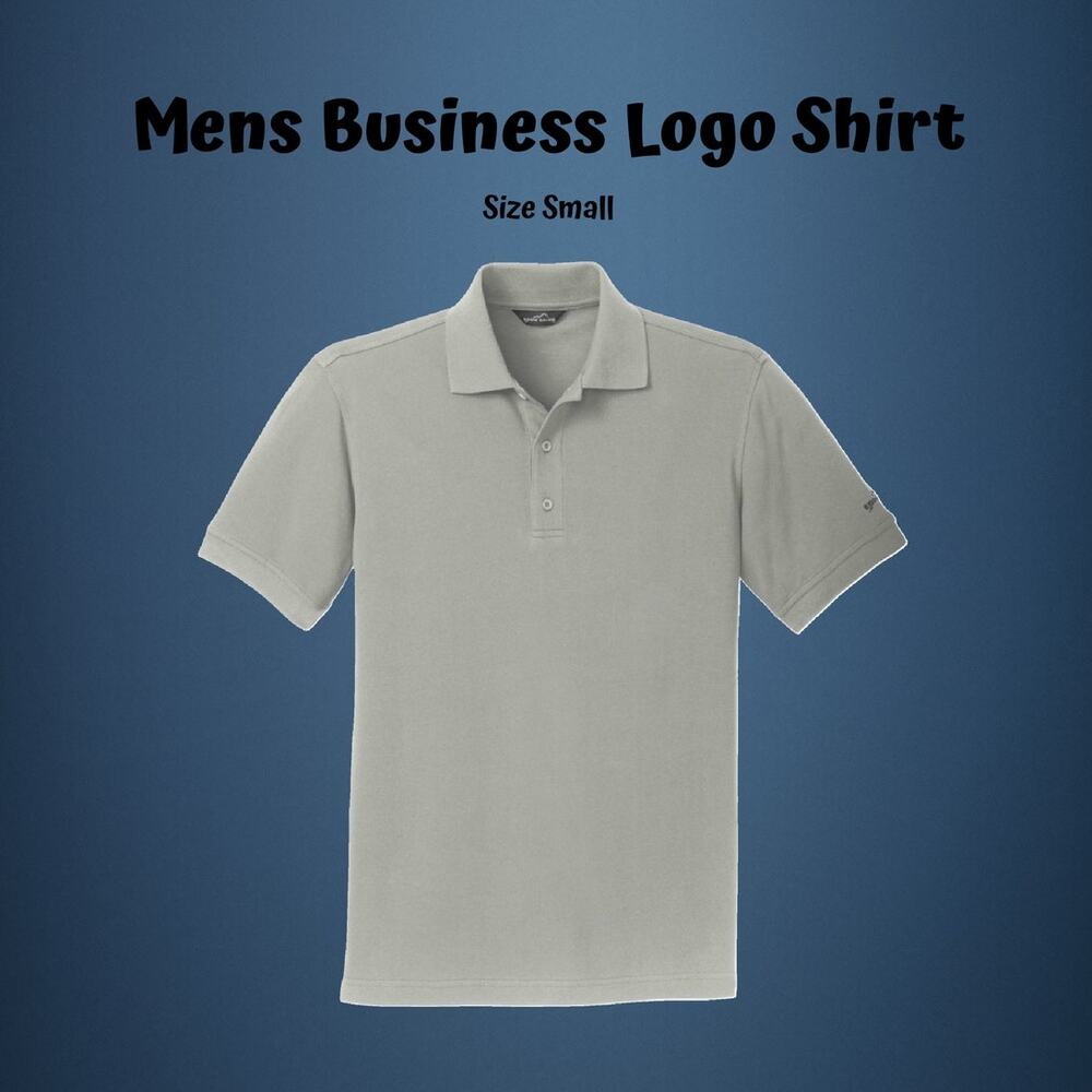 Eddie Bauer Mens Gray Cotton Pique Corporate Business Office Polo Shirt Sz Small